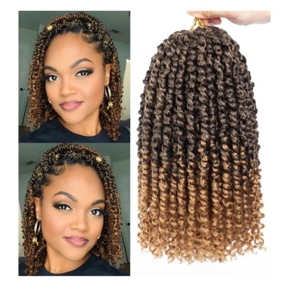 Unbranded 10" Spring Twist Crochet Hair Extensions Brown Ombre T1B/27 6 Packs